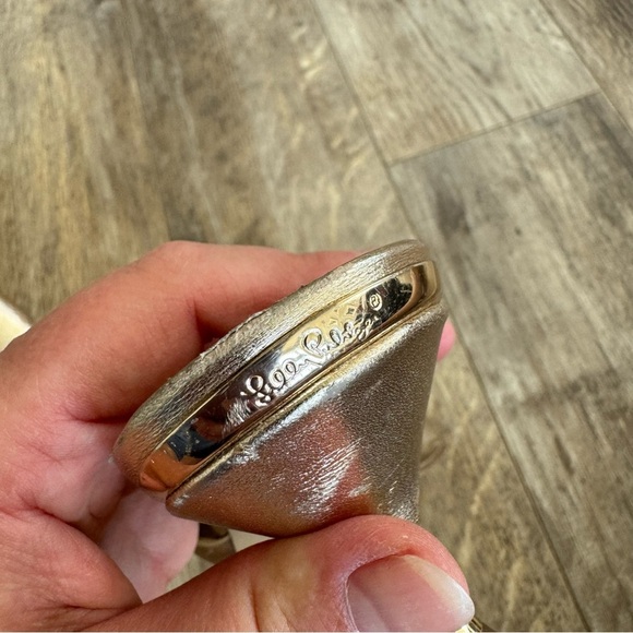 Lilly Pulitzer Gold Slide Kitten Heel Sandals - Picture 2 of 11